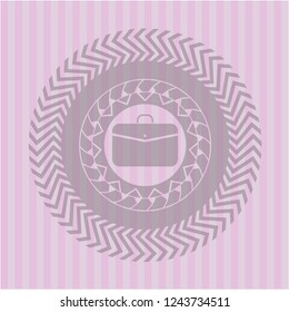 business briefcase icon inside pink emblem