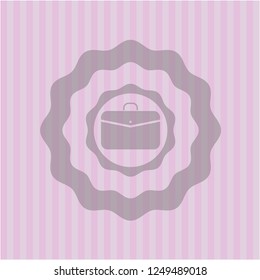 business briefcase icon inside pink emblem. Retro