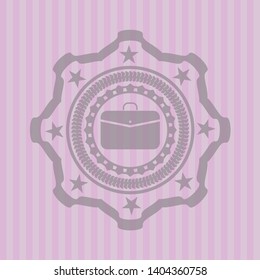 business briefcase icon inside pink emblem. Retro