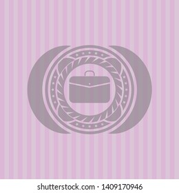 business briefcase icon inside pink emblem. Vintage.