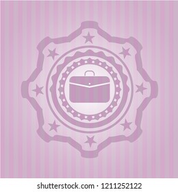 business briefcase icon inside realistic pink emblem
