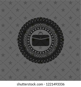 business briefcase icon inside realistic black emblem
