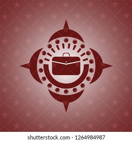 business briefcase icon inside realistic red emblem