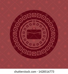 business briefcase icon inside realistic red emblem
