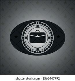 business briefcase icon inside realistic dark emblem