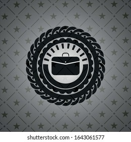 business briefcase icon inside realistic black emblem