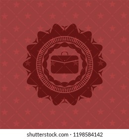 business briefcase icon inside red icon or emblem