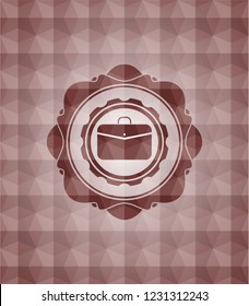 business briefcase icon inside red seamless polygonal badge.