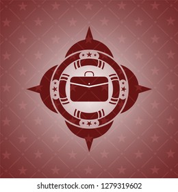 business briefcase icon inside red icon or emblem