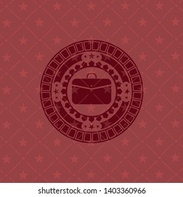 business briefcase icon inside red icon or emblem