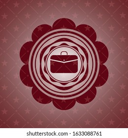 business briefcase icon inside red emblem. Retro