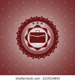 business briefcase icon inside retro style red emblem