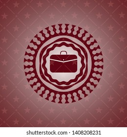 business briefcase icon inside retro red emblem