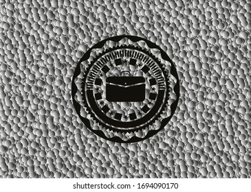 business briefcase icon inside retro style black emblem with grey bubbles background. Vector Illustration. Detailed.