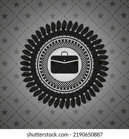 icono del maletín de negocios dentro del emblema negro de estilo retro. 