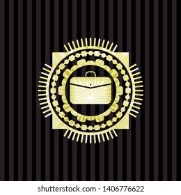 business briefcase icon inside shiny emblem