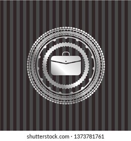 business briefcase icon inside silver shiny emblem