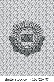 business briefcase icon inside silver emblem or badge. Scales pattern. Vector Illustration. Detailed.