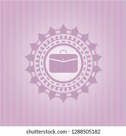 business briefcase icon inside vintage pink emblem
