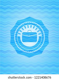 business briefcase icon inside water concept emblem background.