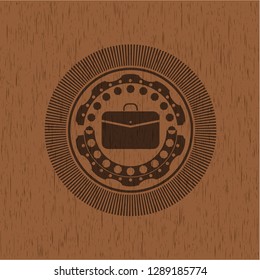 business briefcase icon inside wooden signboards