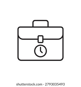 Business briefcase icon with integrated clock symbol briefcase business