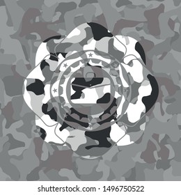 business briefcase icon on grey camouflage pattern