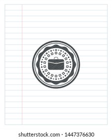 business briefcase icon pencil effect. Vector Illustration. Detailed.