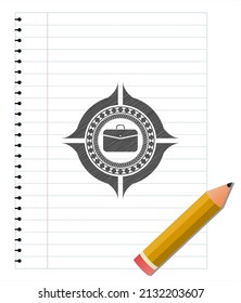 business briefcase icon pencil effect. Vector Illustration. Detailed. 