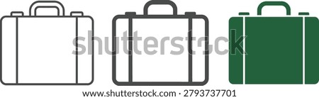 Business briefcase icon set in outline and solid designs with briefcase business suitcase professional corporate employment management document navigation isolated equipment enterprise