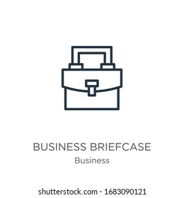 Icono de la cartera de documentos de negocios. Icono de esquema de maletín lineal delgado aislado en fondo blanco de la colección de negocios. Signo vectorial de línea, símbolo para web y móvil