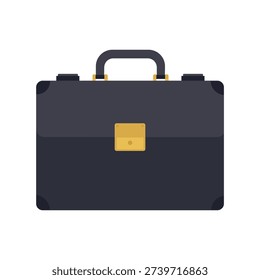Business Briefcase Icon Vector Illustration, Professional Office Bag with Handle and Lock