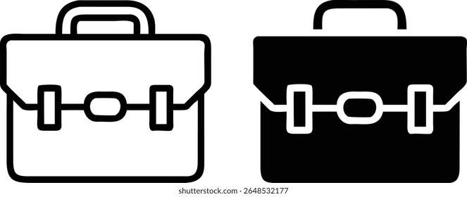 Ícones de porta-arquivos de negócios - ilustração de linha de vetor de saco de escritório preto e branco