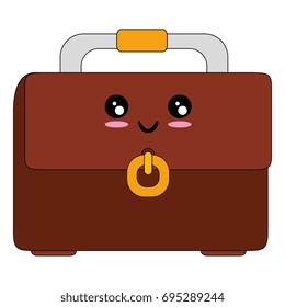 Business briefcase isolated kawaii cartoon