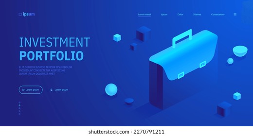 Business briefcase or office suitcase icon. Businessman or employee symbol, investment portfolio. Career, work in company. Isometric vector illustration for visualization of business presentation