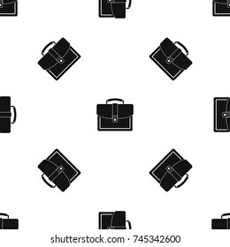 Business briefcase pattern repeat seamless in black color for any design. Vector geometric illustration