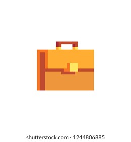 Business Briefcase pixel art icon. Isolated vector illustration. Retro video game sprite. 