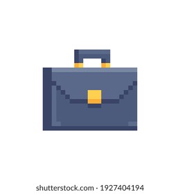 Business Briefcase pixel art icon. Isolated vector illustration. Retro video game sprite. 