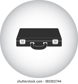 Business briefcase simple icon  on round background