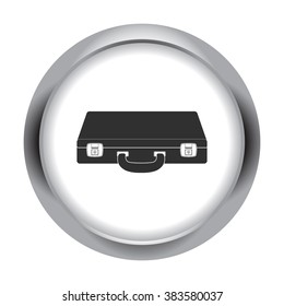 Business briefcase simple icon  on round background