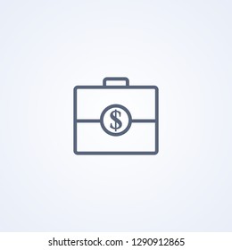 Business briefcase, vector best gray line icon on white background, EPS 10