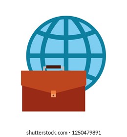 business briefcase world white background