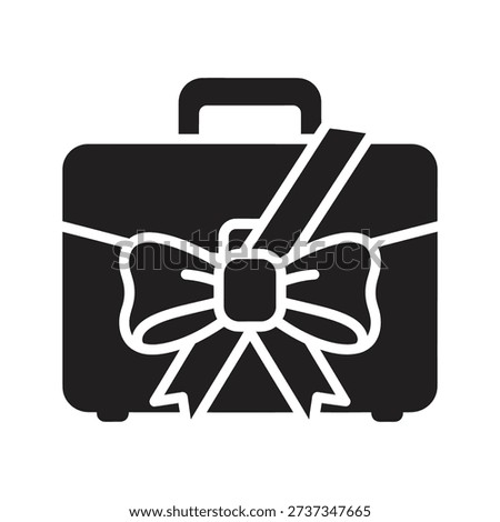 Business briefcase wrapped with ribbon bow representing corporate gift bonus reward incentive deal package employment benefit surprise