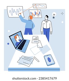 Business briefing vector illustration. Accounting principles enable accurate financial reporting, compliance with regulations, and informed decision making Economic trends and market dynamics shape