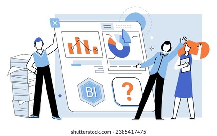 Ilustración de vectores de información empresarial. La gestión de las finanzas entraña el análisis de los datos financieros, la adopción de decisiones informadas y la garantía de la responsabilidad fiscal El concepto de la reunión de información sobre las actividades hace hincapié en