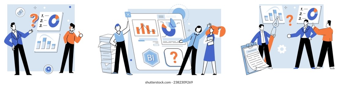 Business briefing vector illustration. A well structured business plan serves as roadmap, guiding organizations towards their vision and goals Corporate management involves overseeing operations