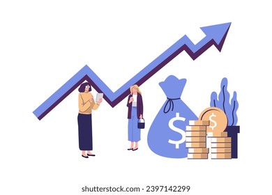business brings a successful team, moving up, investing money in creative projects flat vector illustration