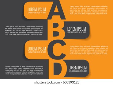 Business brochure background design with ABCD labels for info text