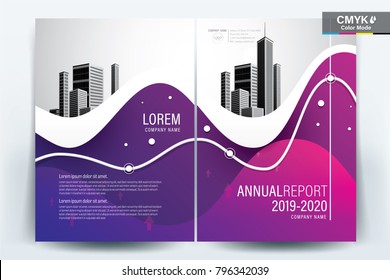 Business Brochure Background Design Template, Flyer Layout, Poster, Magazine, Annual Report, Book, Booklet  with Ultra Violet color and building image.Size A4 Vector illustration