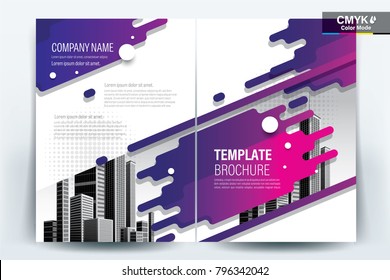 Business Brochure Background Design Template, Flyer Layout, Poster, Magazine, Annual Report, Book, Booklet  with Ultra Violet color and building image.Size A4 Vector illustration